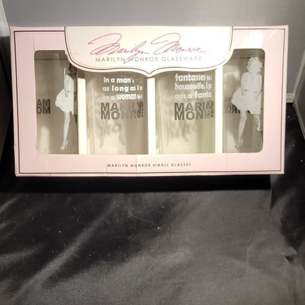 Marilyn Monroe Hiball Glass Set • 4‑Piece NIB • Hollywood Icon • Centenary